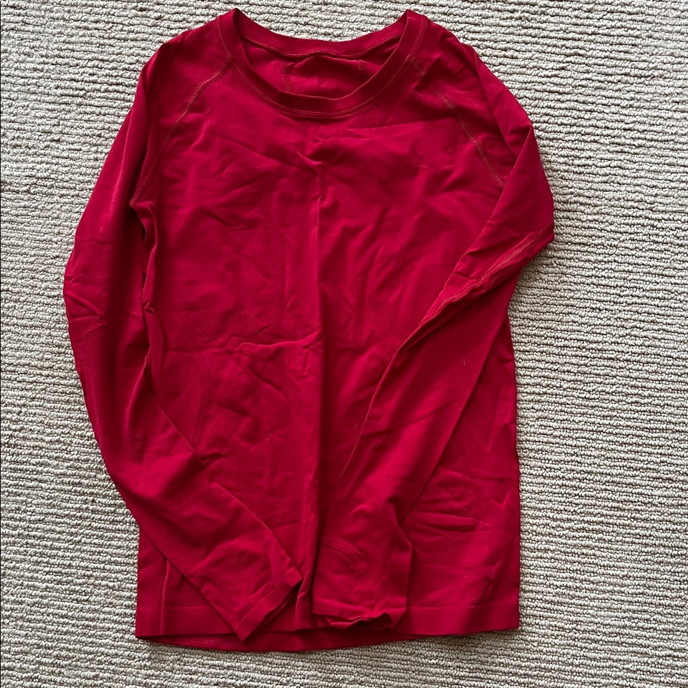 Athleta Long Sleeve Crew Neck Tee - Red
